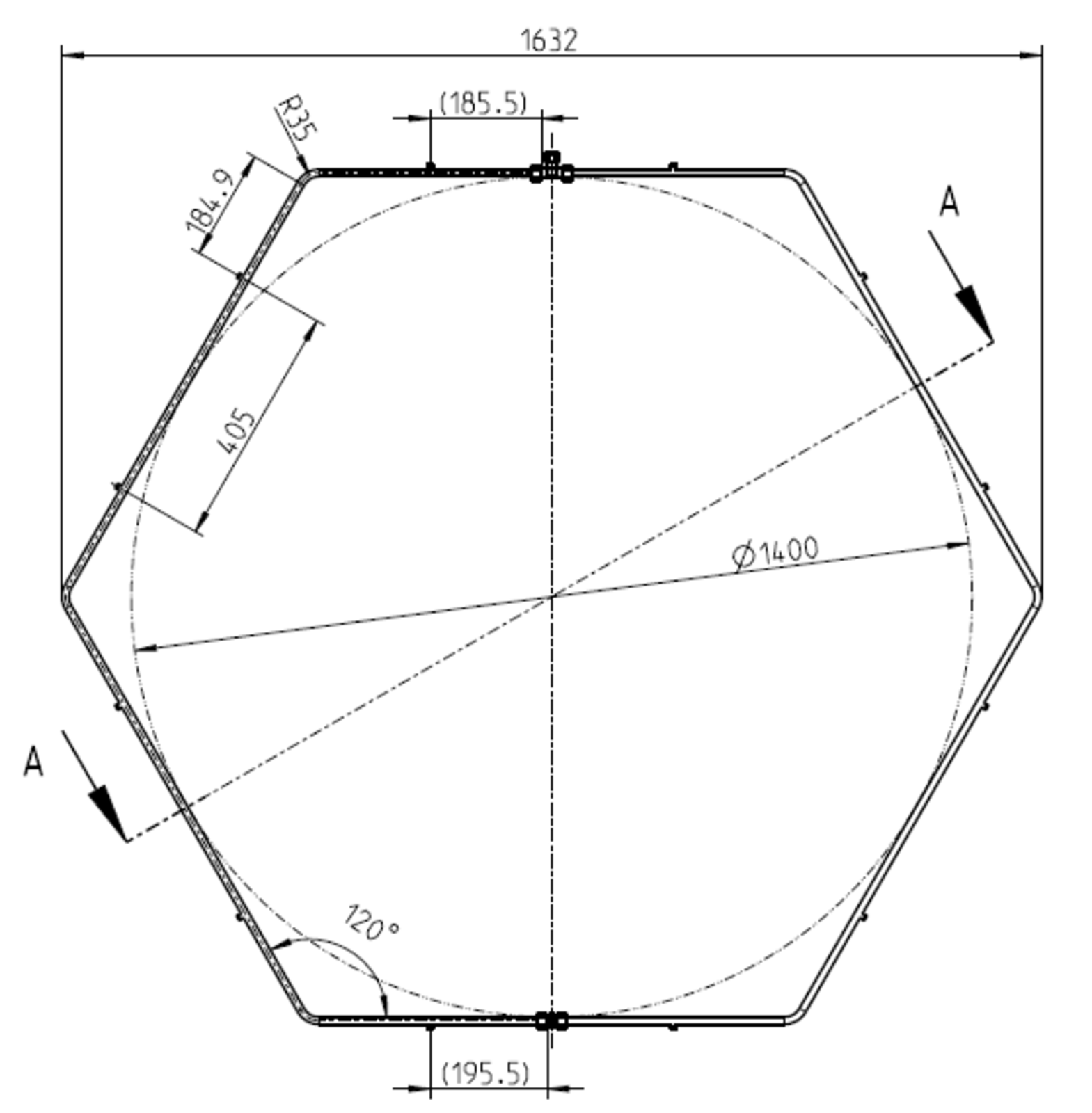 Nozzle ring D1400mm incl. mounting mat. f/FAC820 wo/nozzles
